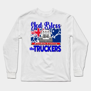 GOD BLESS THE TRUCKERS - FREEDOM CONVOY AUSTRALIA - AUSTRALIA FLAG WITH HEARTS Long Sleeve T-Shirt